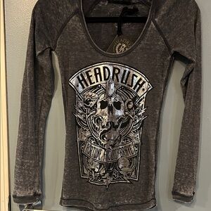 Head Rush Women's Black Long Sleeve Graphic Tee